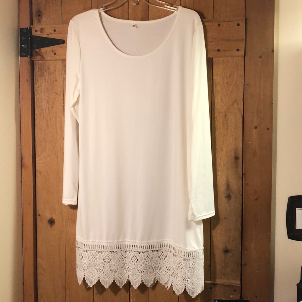 White dress with lace bottom